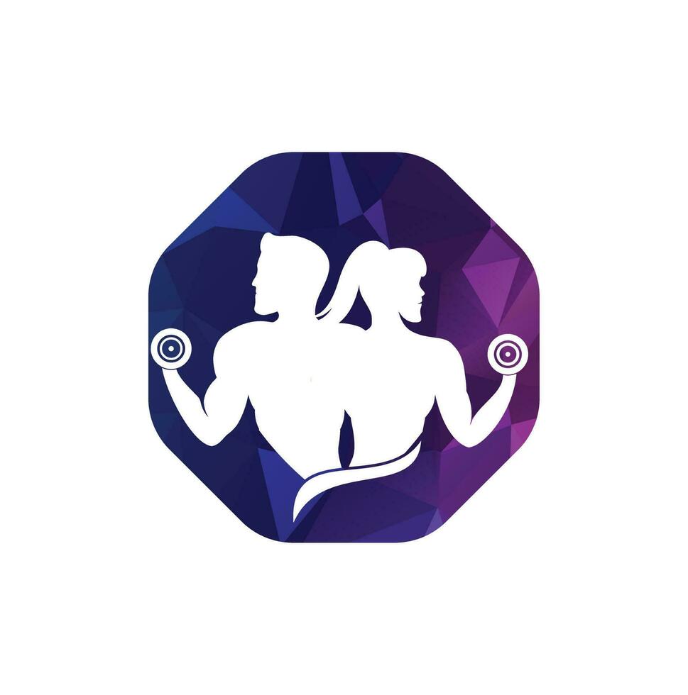 Sportschool logo mannetje vrouw geschiktheid logo ontwerp sjabloon vector