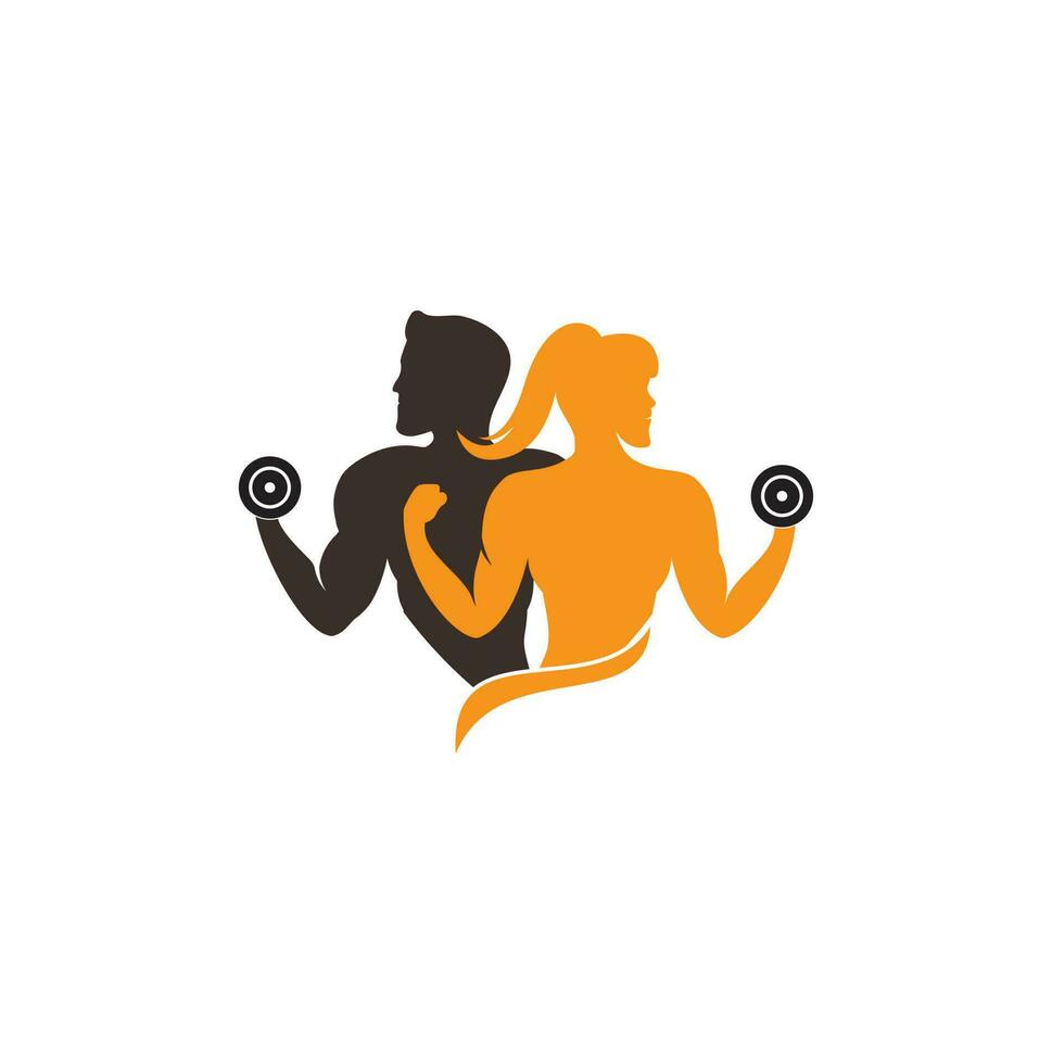 Sportschool logo mannetje vrouw geschiktheid logo ontwerp sjabloon vector