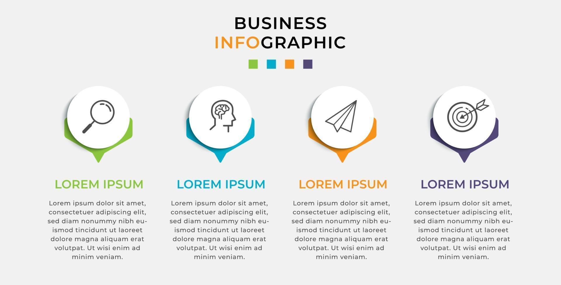 vector infographic zakelijke ontwerpsjabloon met pictogrammen en 4 opties of stappen