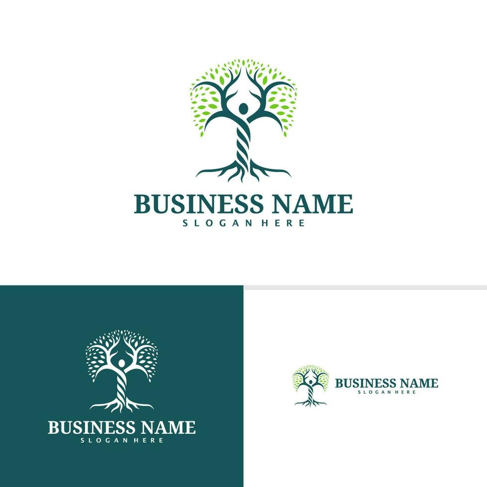 mensen boom logo sjabloon, creatief natuur logo ontwerp vector, boom logo concept vector