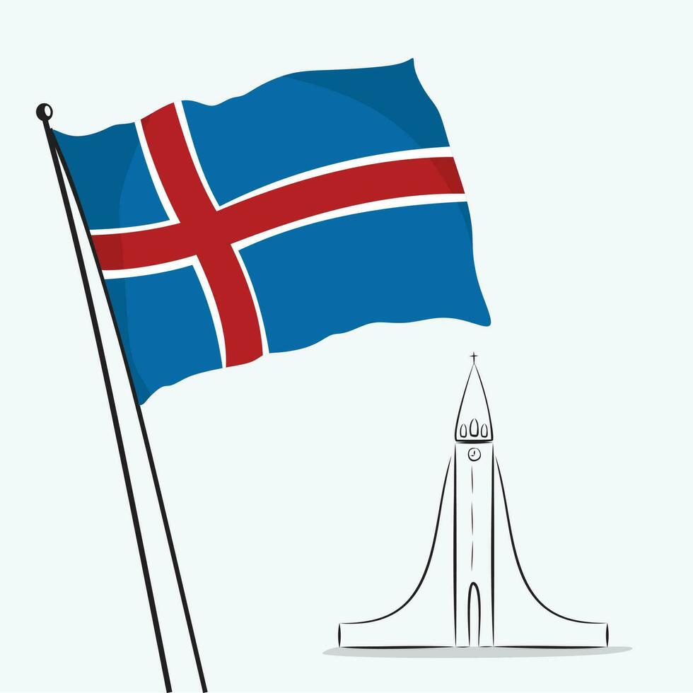 een IJsland vlag met een esdoorn- blad Aan het en vector illustratie van IJsland vlag en vector kunst illustratie sjabloon banier ontwerp