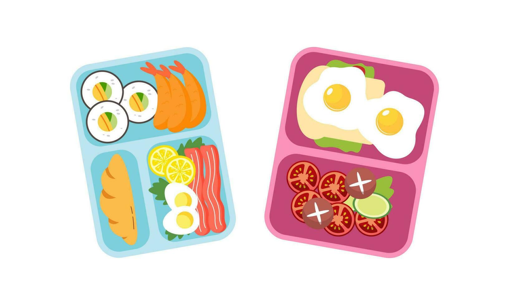 lunchbox containers met helder inhoud. lunch concept vector