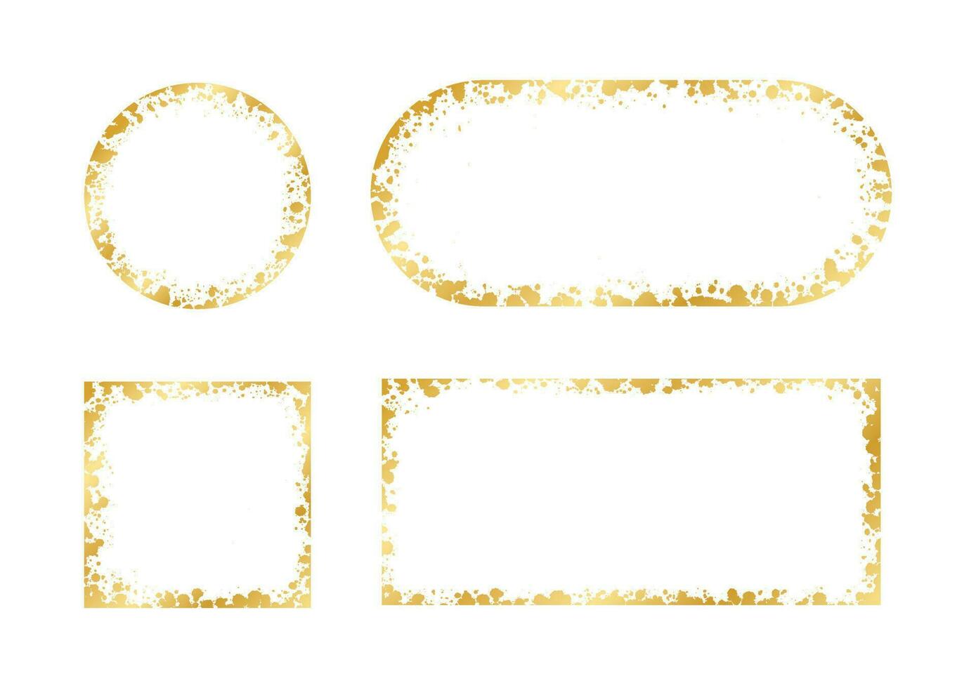 abstract goud inkt geklater kader set. gouden folie verstuiven meetkundig grens sjabloon. vector