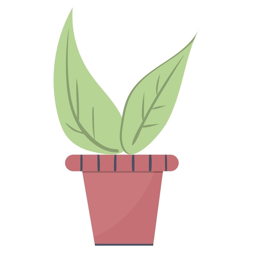 plant bladeren in een pot mooie groene kamerplant geïsoleerde vector eenvoudige trendy vlakke stijl voor interieur tuindecoratie ontwerp