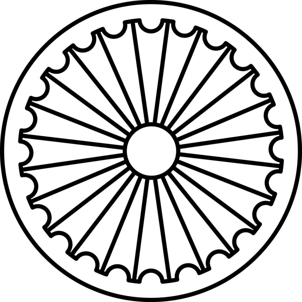 Ashoka wiel chakra icoon in vlak stijl. vector