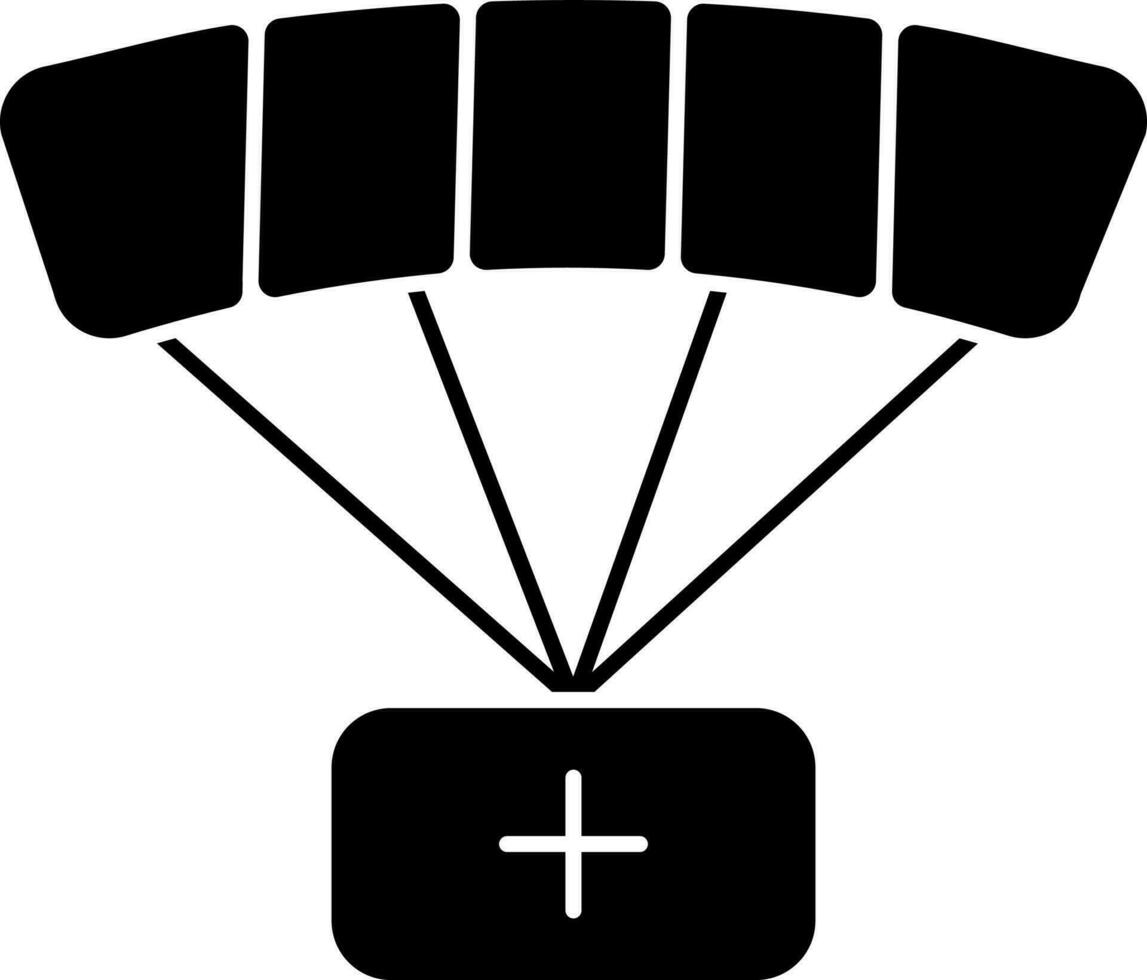 medisch parachute icoon in zwart en wit kleur. vector