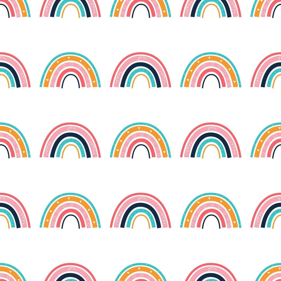 een heldere veelkleurige regenboog op een witte achtergrond vector naadloze patroon behang decor voor kinder posters ansichtkaarten kleding en interieur decoratie