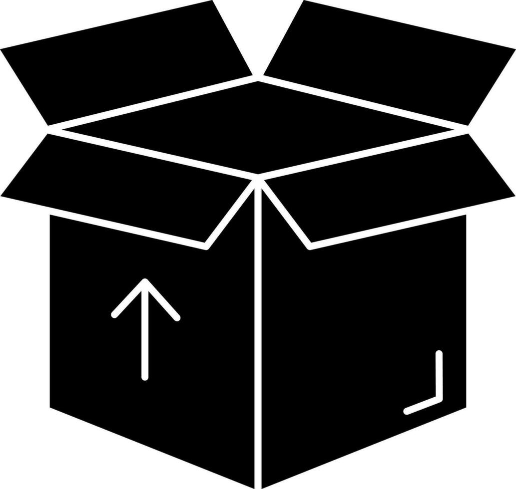 Open doos icoon in zwart en wit kleur. vector
