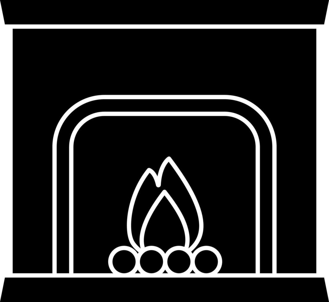 schoorsteen of haard icoon in zwart en wit kleur. vector