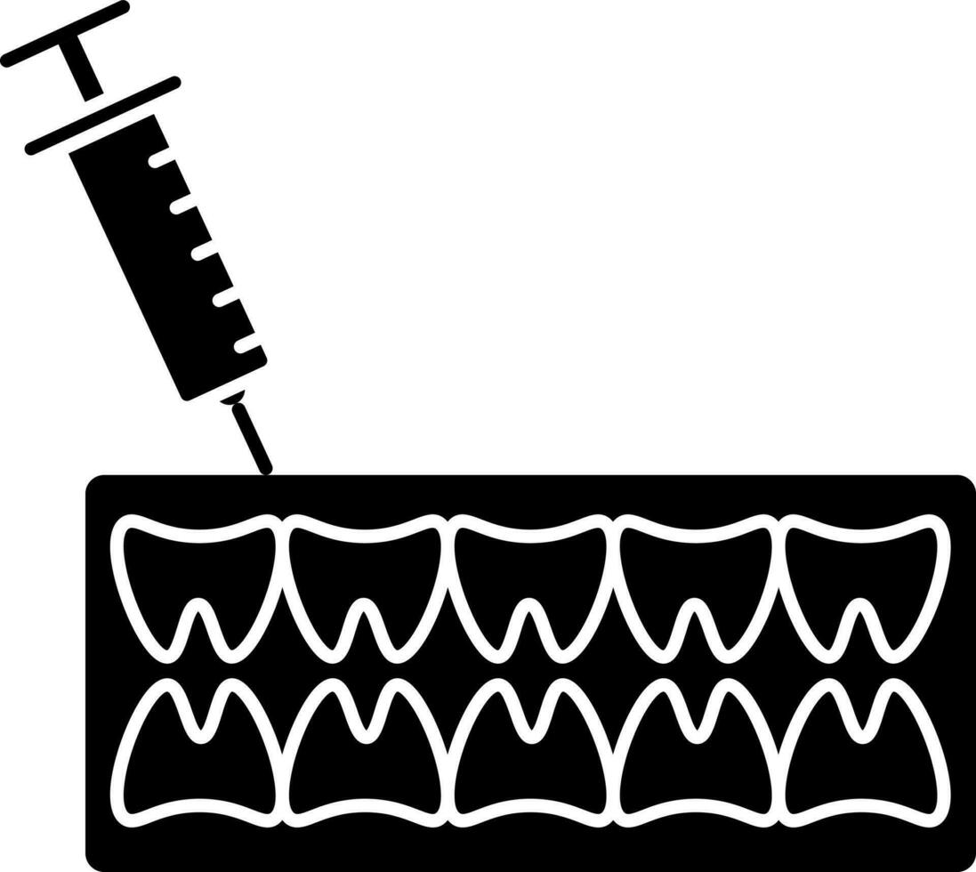 tandheelkundig anesthesie icoon in zwart en wit kleur. vector