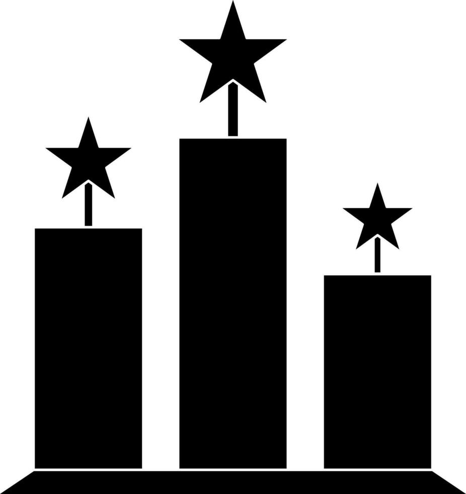 zwart sterren trofee Aan podium. vector