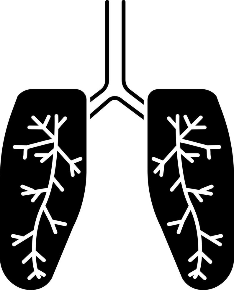 zwart en wit longen icoon in vlak stijl. orgaan liefdadigheid teken of symbool. vector
