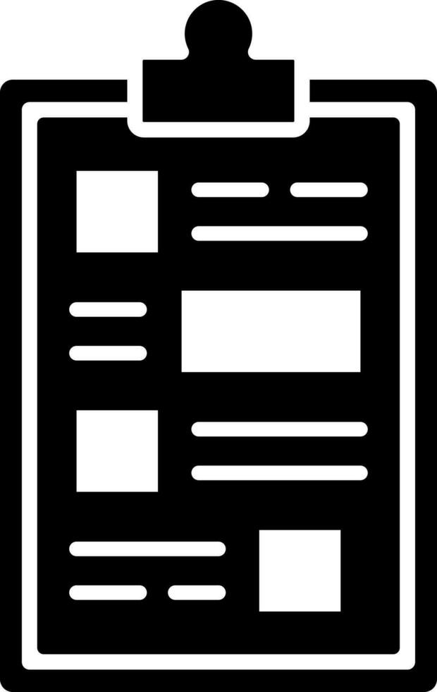 zwart en wit illustratie van klembord icoon. vector
