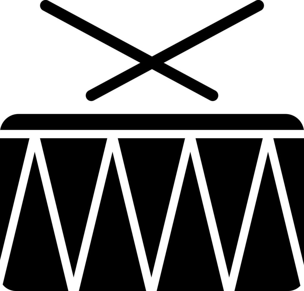 zwart en wit illustratie van trommel met stokjes icoon. vector