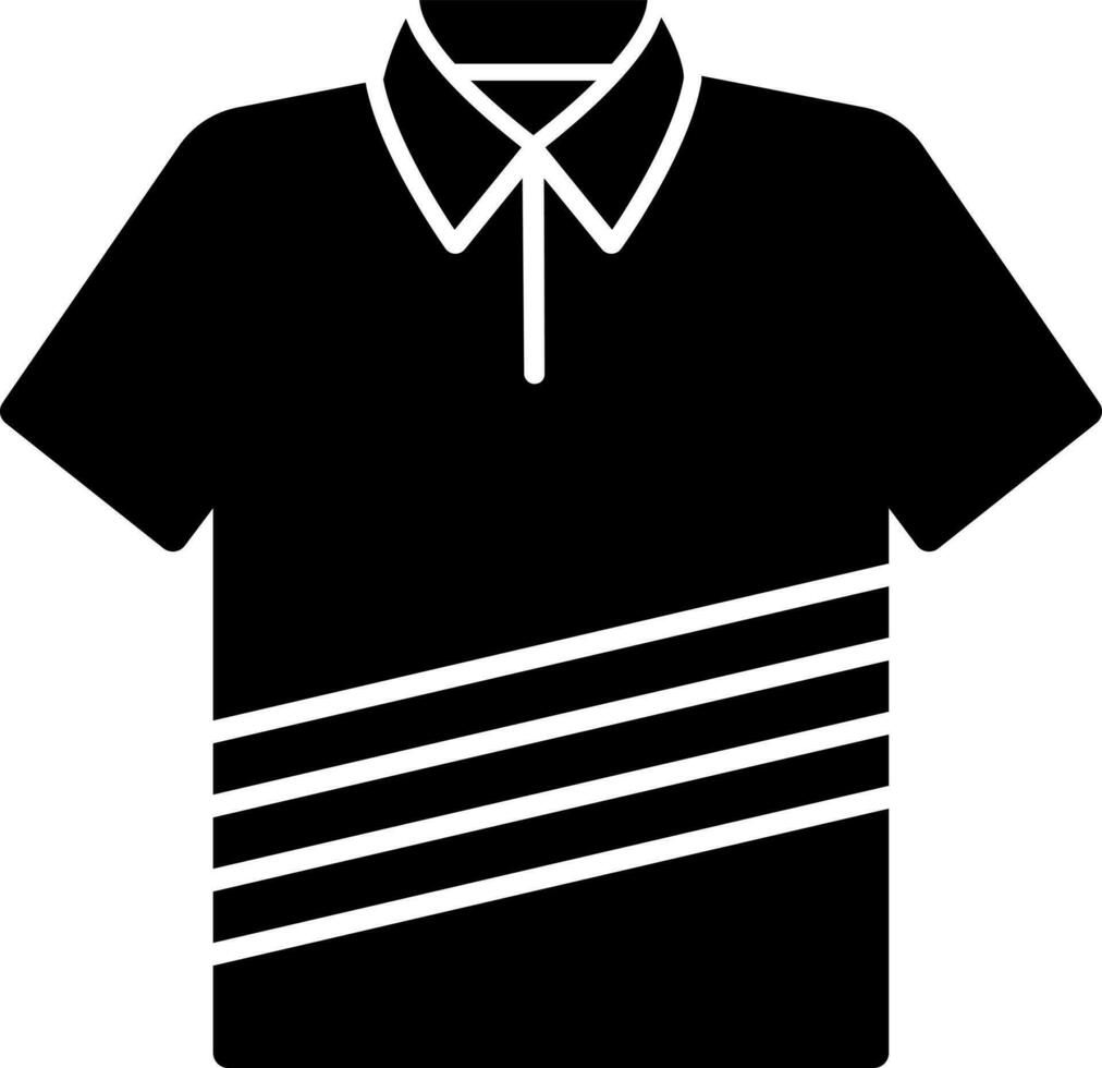 kort mouw overhemd of t-shirt icoon in zwart en wit kleur. vector