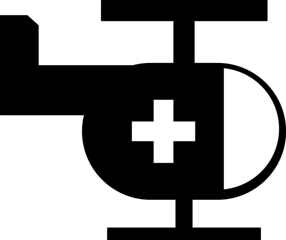zwart en wit icoon of symbool van ambulance helikopter. vector