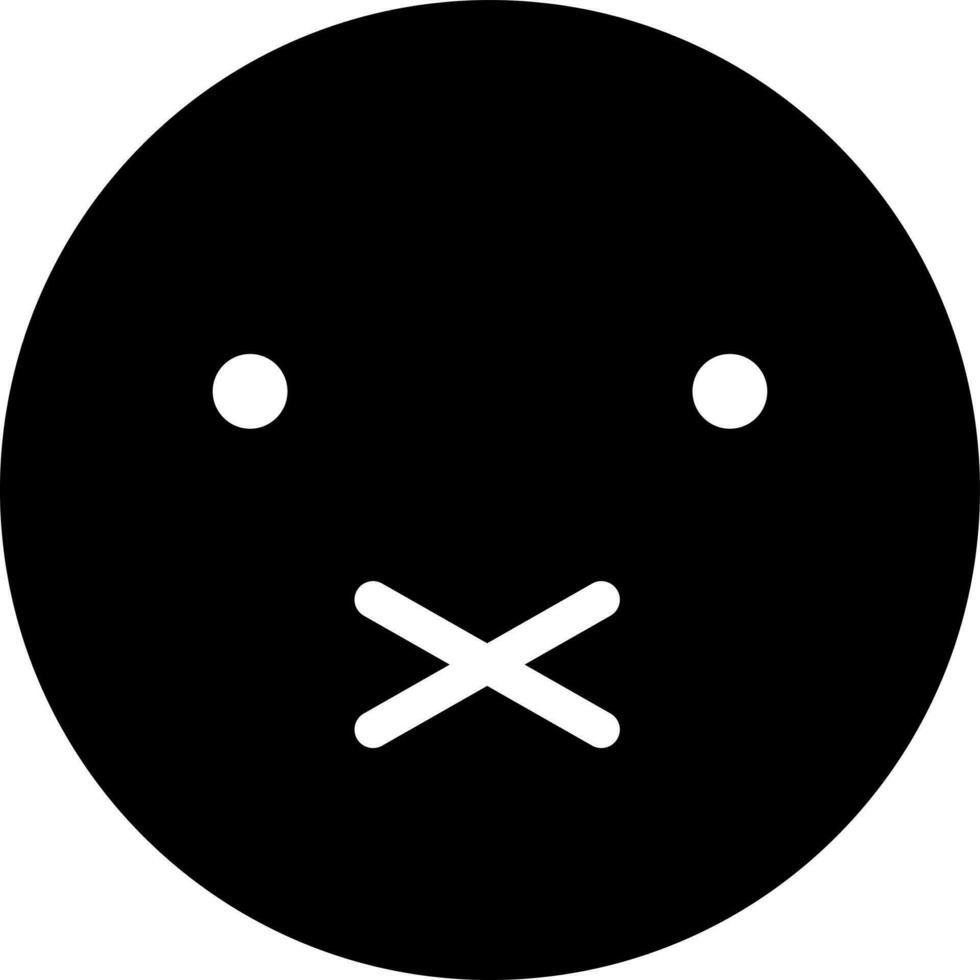 gedempt of mond Gesloten emoji karakter glyph icoon. vector