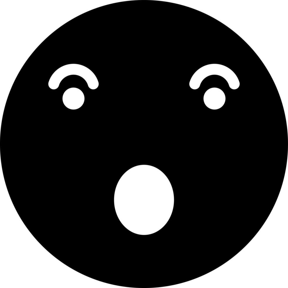 zwart en wit illustratie van geschokt emotie gezicht icoon. vector
