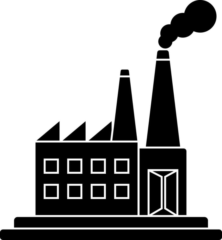 glyph fabriek icoon in zwart en wit kleur. vector
