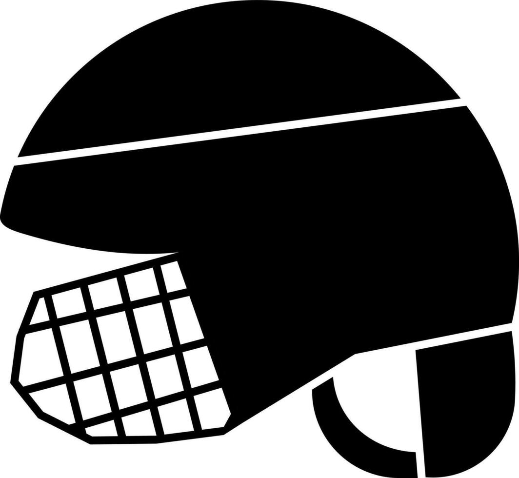 hockey helm icoon in zwart en wit kleur. vector