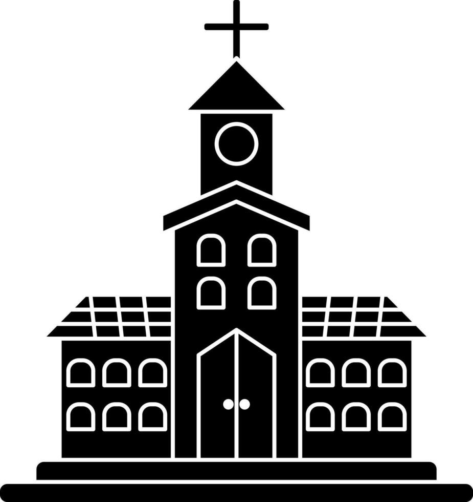 zwart en wit kerk icoon in vlak stijl. vector