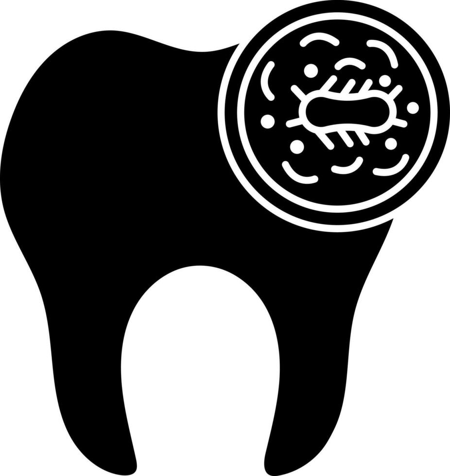 glyph icoon of symbool van tand bacteriën. vector