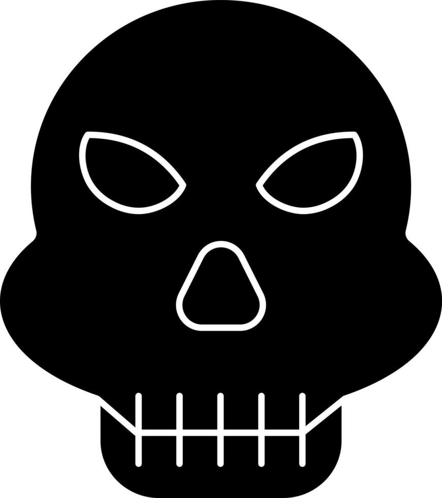 zwart en wit dief schedel masker glyph icoon. vector