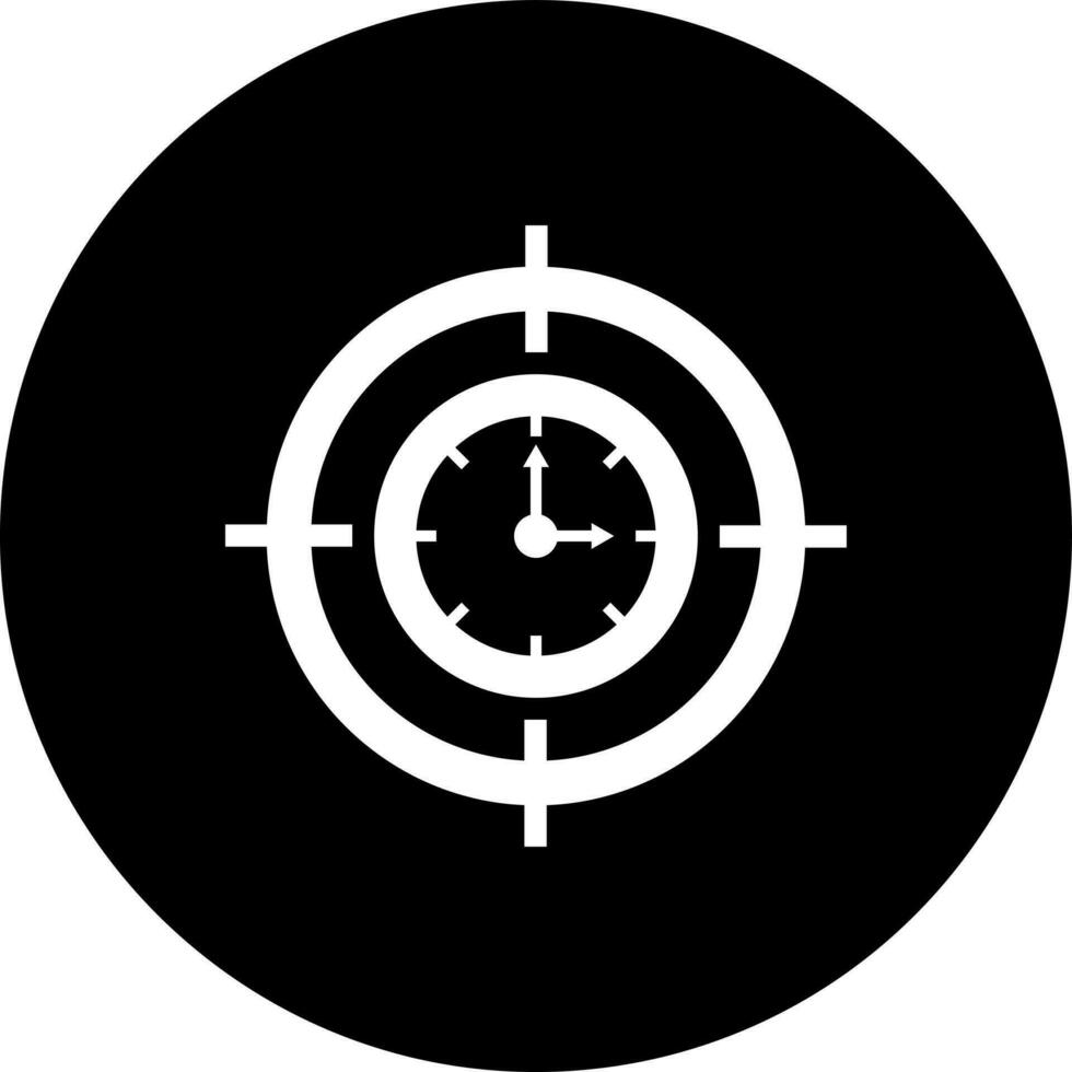 doelwit tijd icoon of symbool in zwart en wit kleur. vector