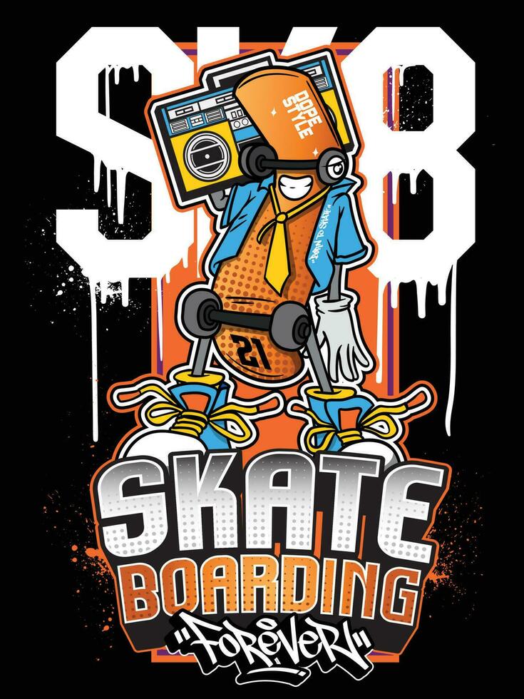 skateboard stedelijk graffiti kunst vector illustratie. graffiti ontwerp artwork