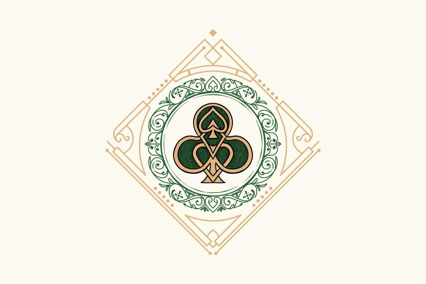 poker spade groen met wijnoogst klassiek ornament vector