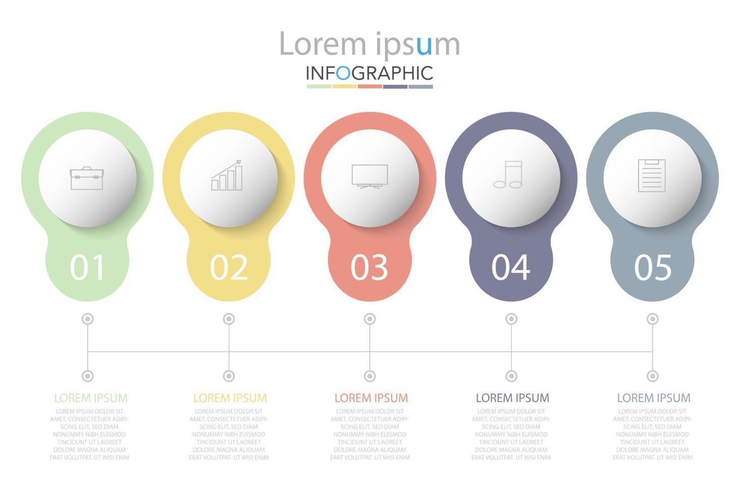 infographic sjabloon in 5 stappen sjabloon voor diagram grafiek presentatie en grafiek vector