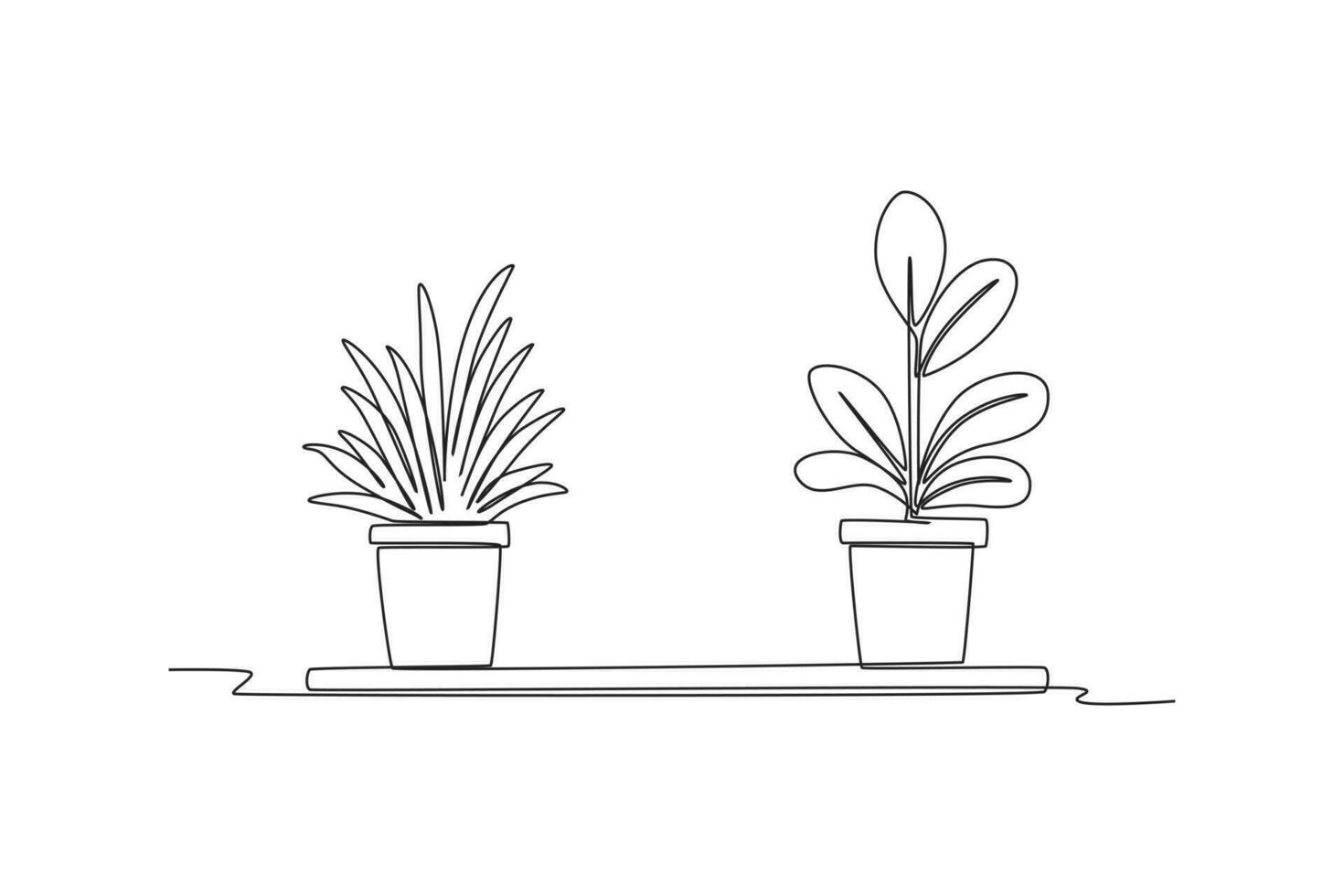 doorlopend een lijn tekening ingemaakt planten voor de interieur. interieur concept. single lijn trek ontwerp vector grafisch illustratie.
