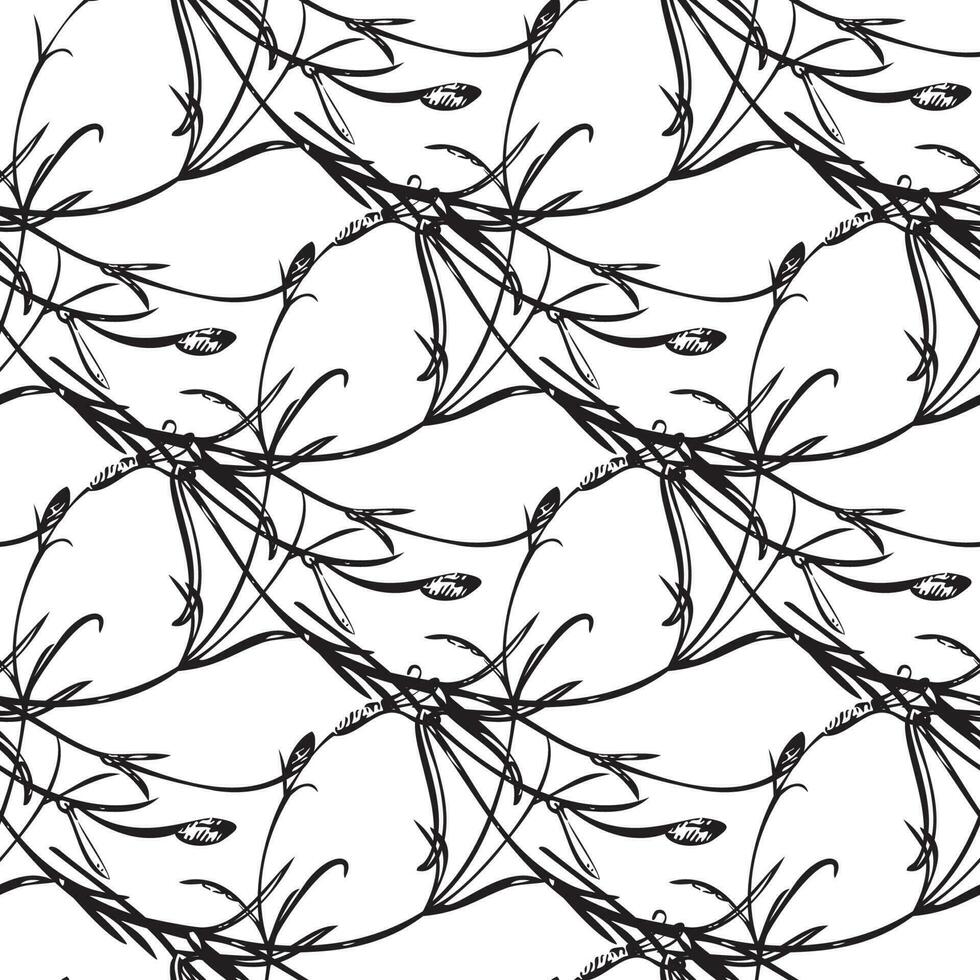 botanisch hand- getrokken bloemen naadloos patroon. voorjaar fabriek wijnoogst abstract achtergrond. creatief tekening stijl. grafisch ontwerp behang, verpakking, bruiloft uitnodiging, banier vector illustratie