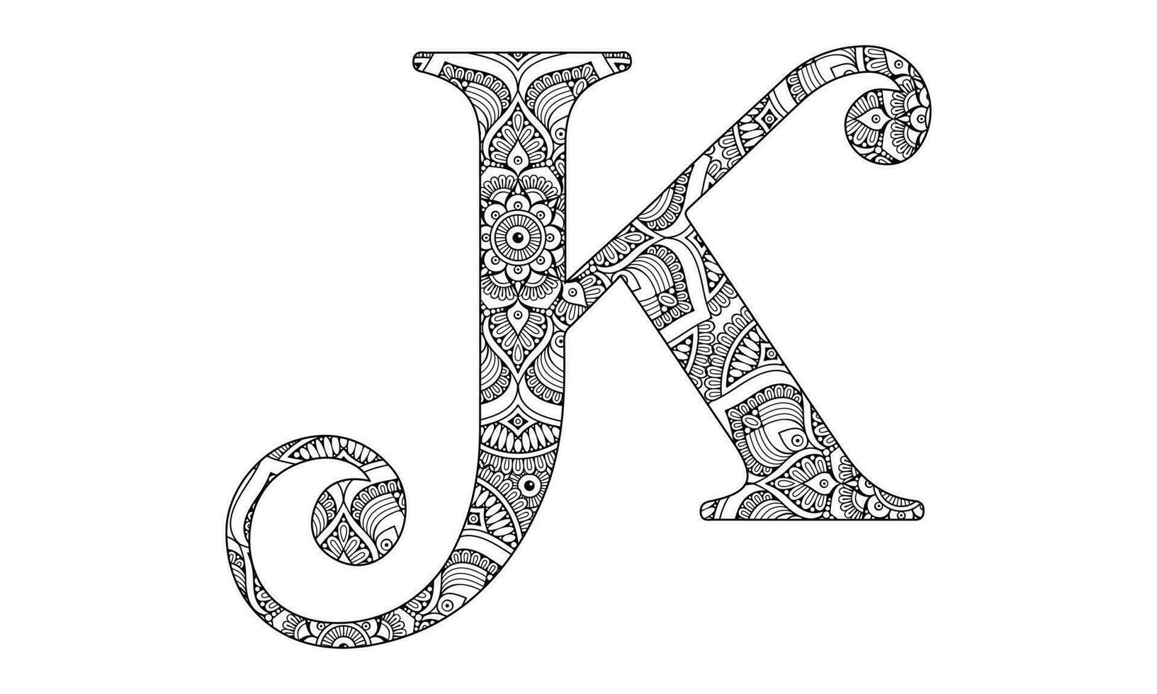 alfabet mandala kleur vector illustratie ontwerp