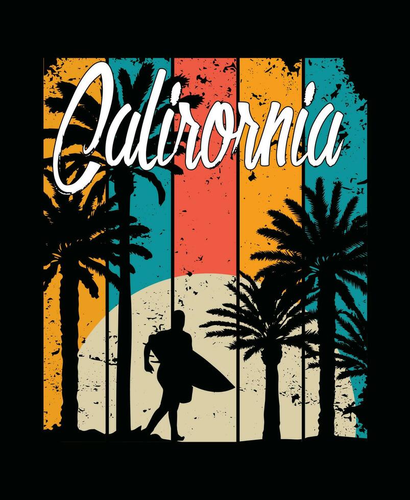 Californië strand t-shirt sjabloonontwerp. vector