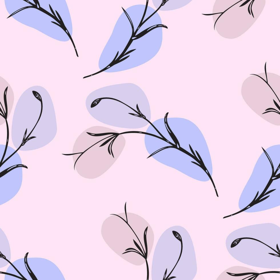 botanisch hand- getrokken bloemen naadloos patroon. wijnoogst wilde bloemen fabriek. pastel abstract achtergrond. creatief stijl. grafisch ontwerp behang, verpakking, bruiloft uitnodiging, banier vector illustratie