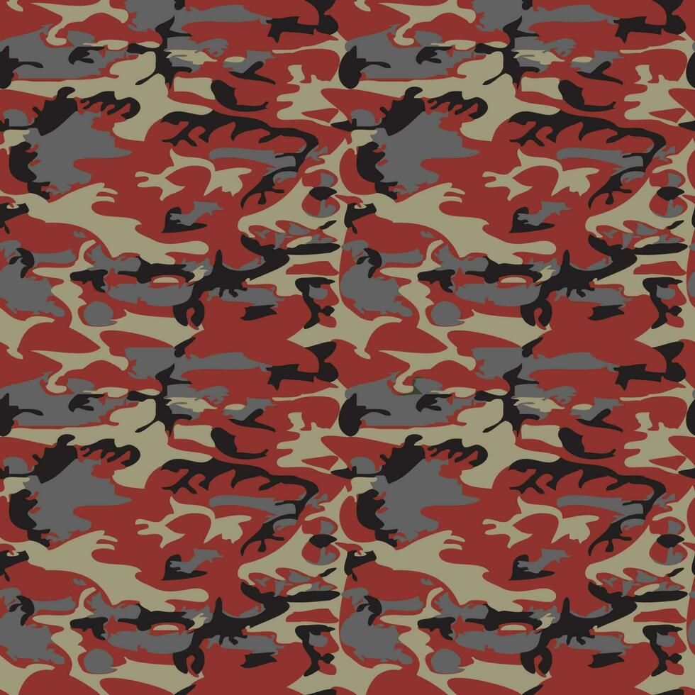 camouflage patroon achtergrond naadloos vector illustratie. klassiek kleding stijl maskeren camo herhaling afdrukken. rood zwart grijs kleuren Woud structuur