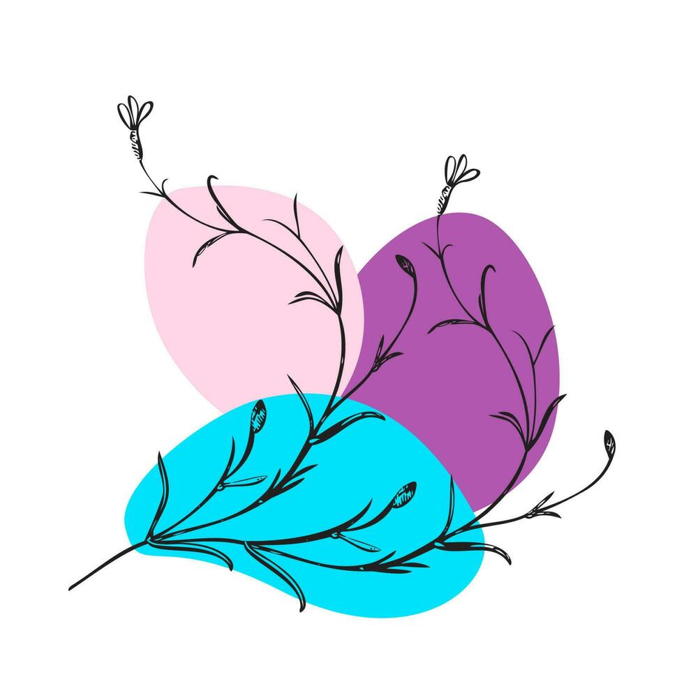 botanisch hand- getrokken wilde bloemen Aan kleur lap geïsoleerd wit achtergrond. wijnoogst creatief bloem stijl. vector illustratie groet kaart, ontwerp, poster, afdrukken, partij, bruiloft uitnodiging, verjaardag