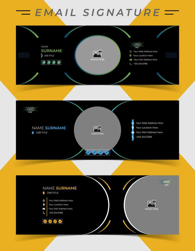 e-mail handtekening sjabloon ontwerp voor ieder bedrijf. professioneel zakelijke e-mail handtekening vector ontwerp lay-out in minimaal stijl.