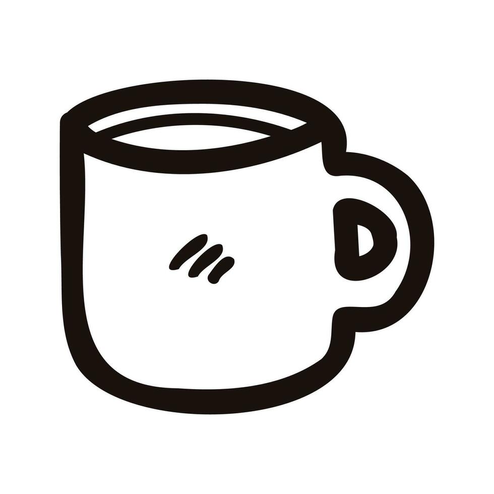 hand- getrokken heet koffie mok in tekening stijl vector