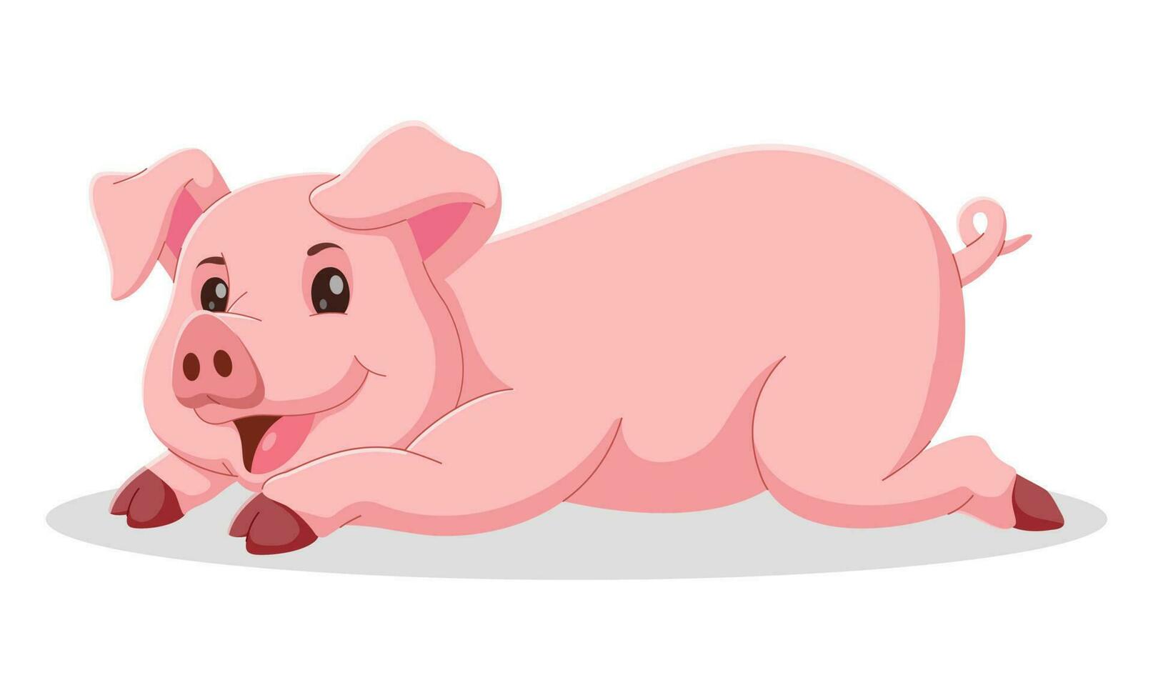 gelukkig varken tekenfilm aan het liegen omlaag. schattig varken tekenfilm geïsoleerd Aan wit achtergrond. vector illustratie