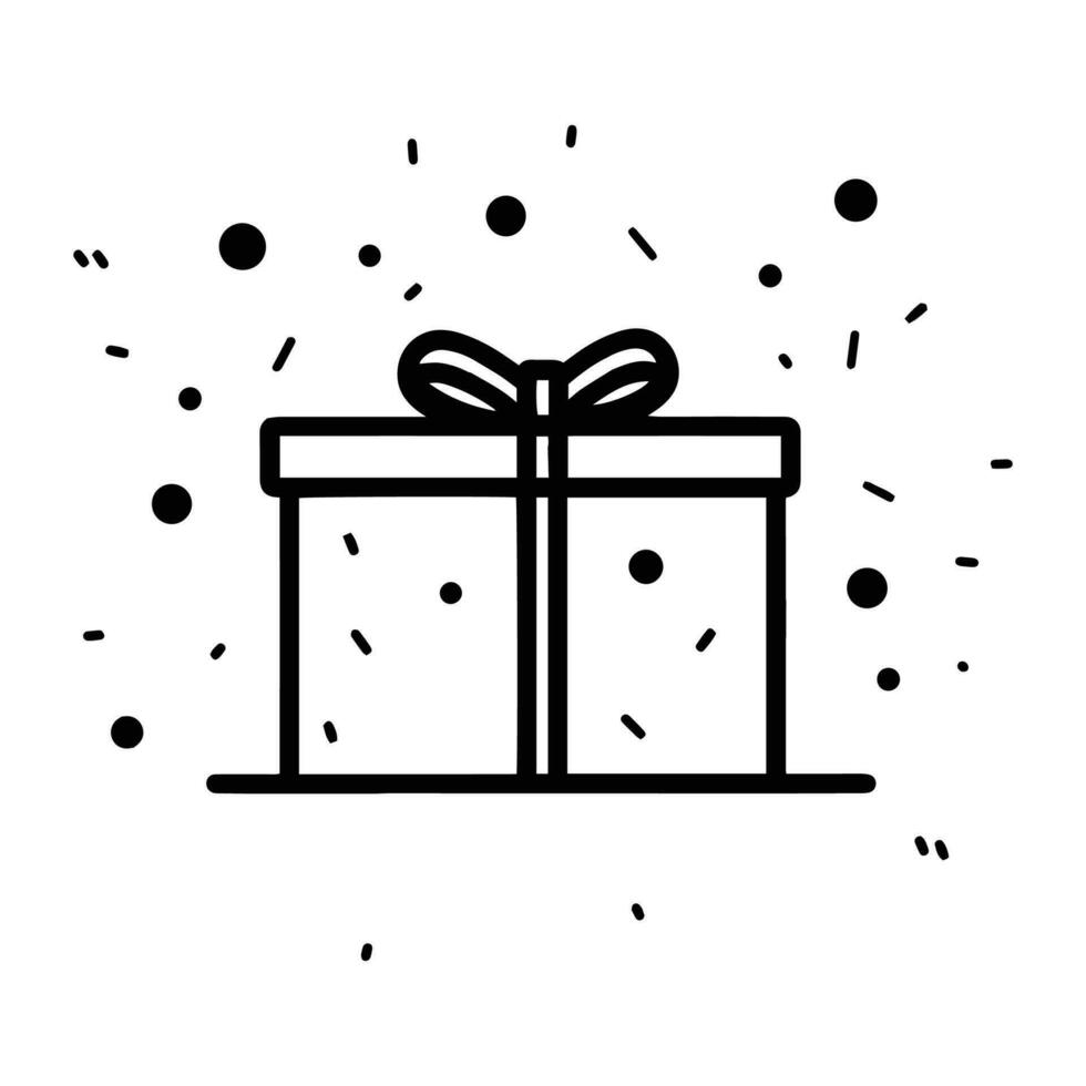 hand- getrokken geschenk doos in tekening stijl vector