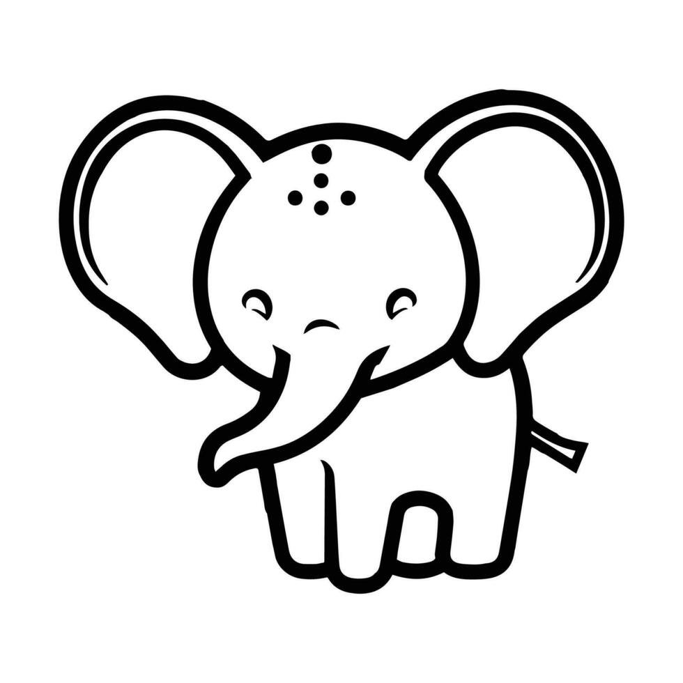 hand- getrokken schattig olifant in tekening stijl vector