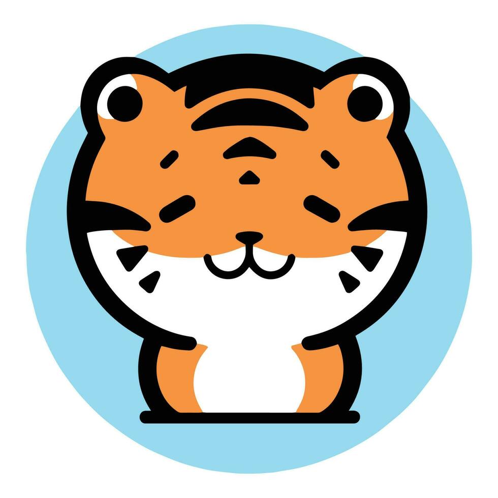 hand- getrokken schattig tijger in tekening stijl vector