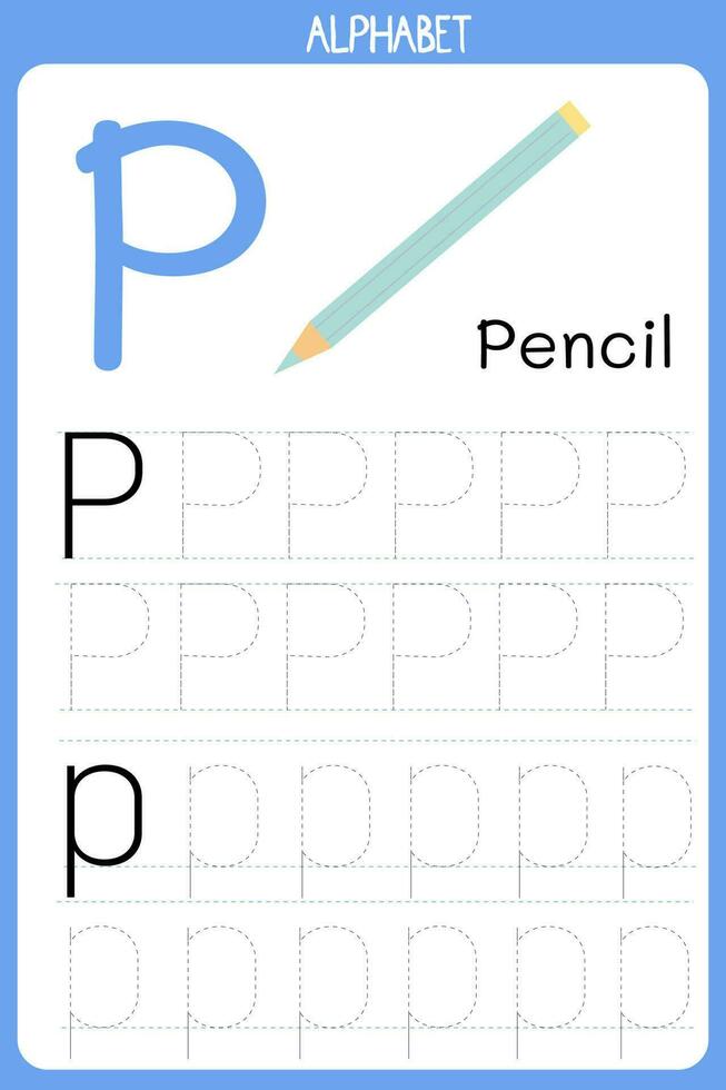 vector temlate voor praktijk handschrift en aan het leren brief p