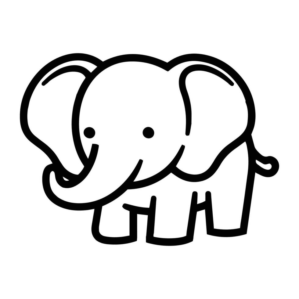 hand- getrokken schattig olifant in tekening stijl vector