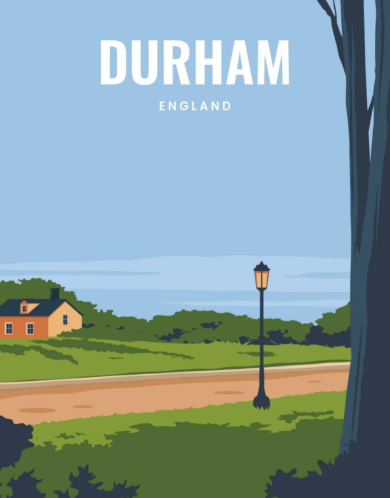 landschap illustratie achtergrond van durham, Engeland. vector met gekleurde stijl voor poster, ansichtkaart, kaart, afdrukken.