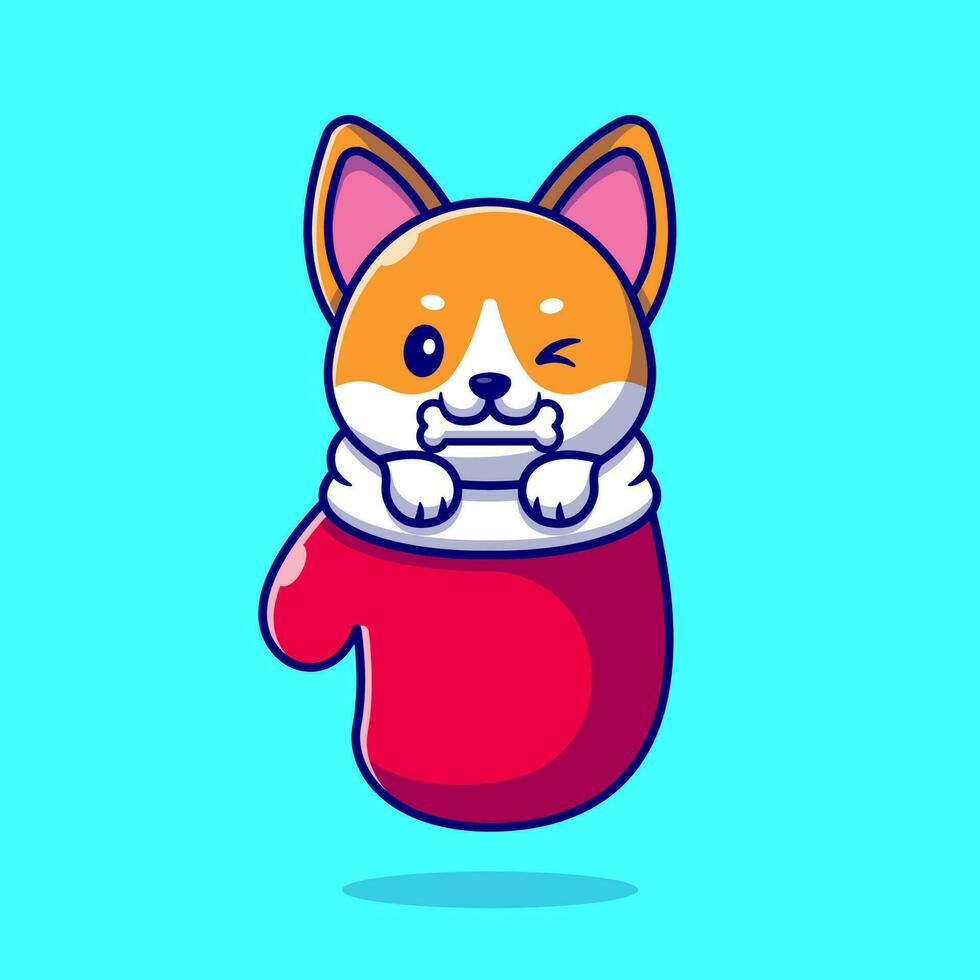 schattig shiba inu hond beet bot in handschoen tekenfilm vector icoon illustratie. dier natuur icoon concept geïsoleerd premie vector. vlak tekenfilm stijl