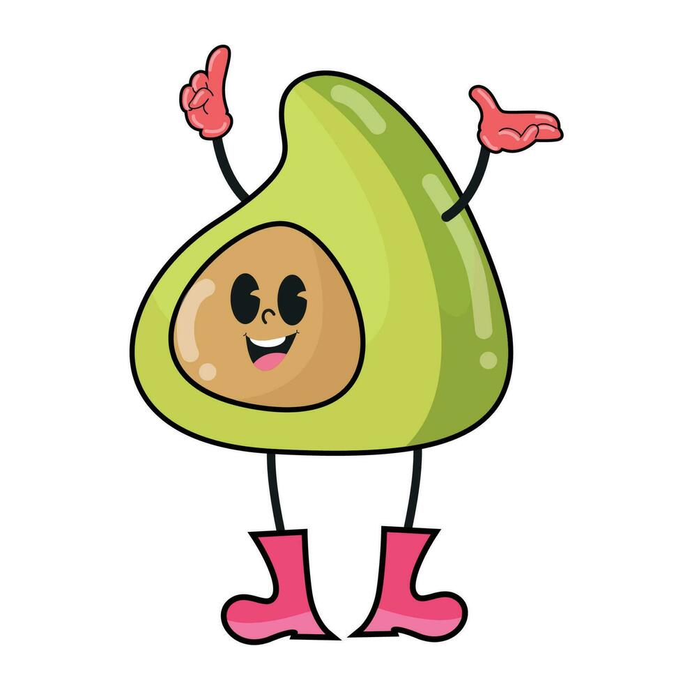 vector tekenfilm groen avocado fruit, gestileerde