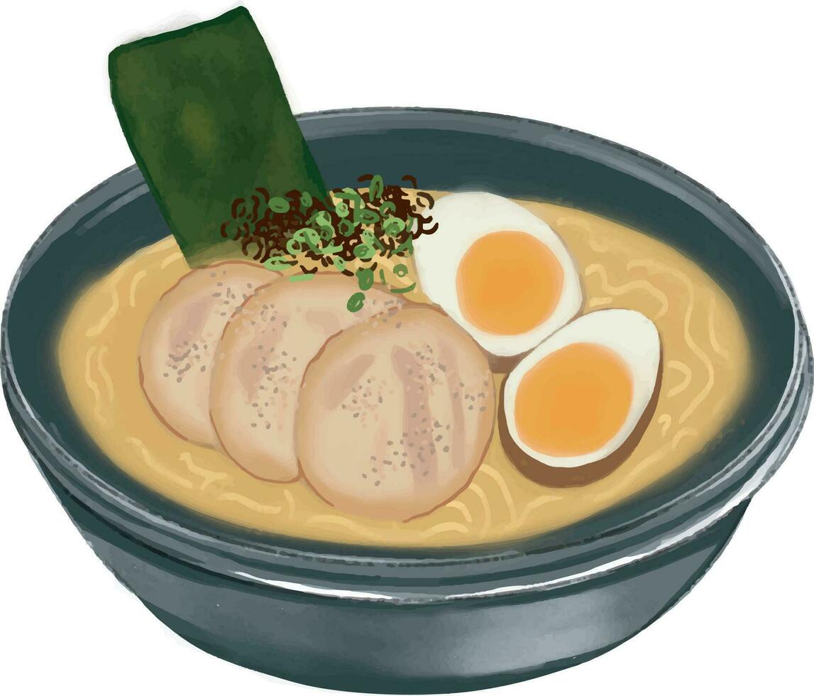 ramen, een heerlijk Japans voedsel dat ik trok vector